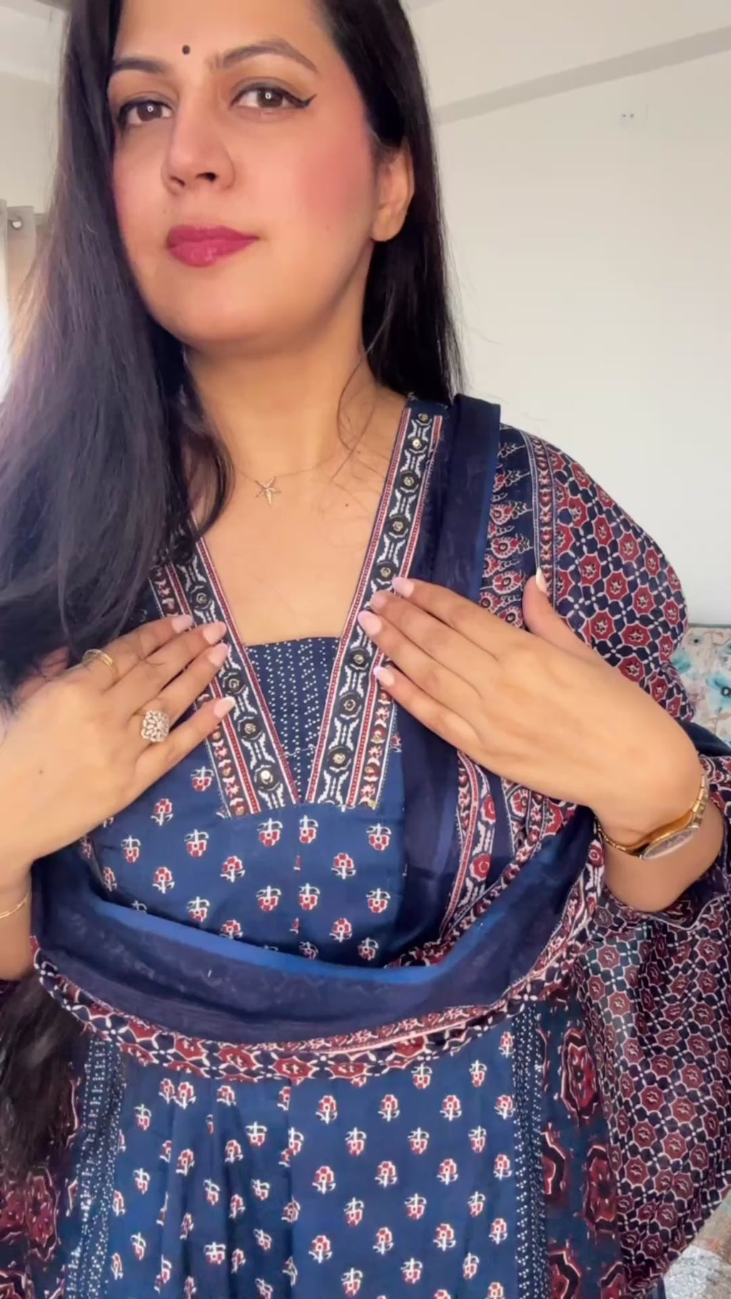 Blue Cotton Anarkali